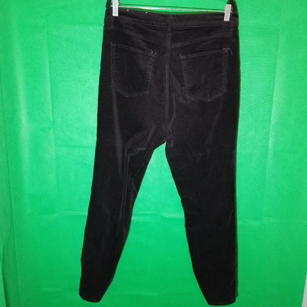Loft Made and Loved Modern Mid-Rise Black Velour Skinny Pants Womens Size 32 14‎
